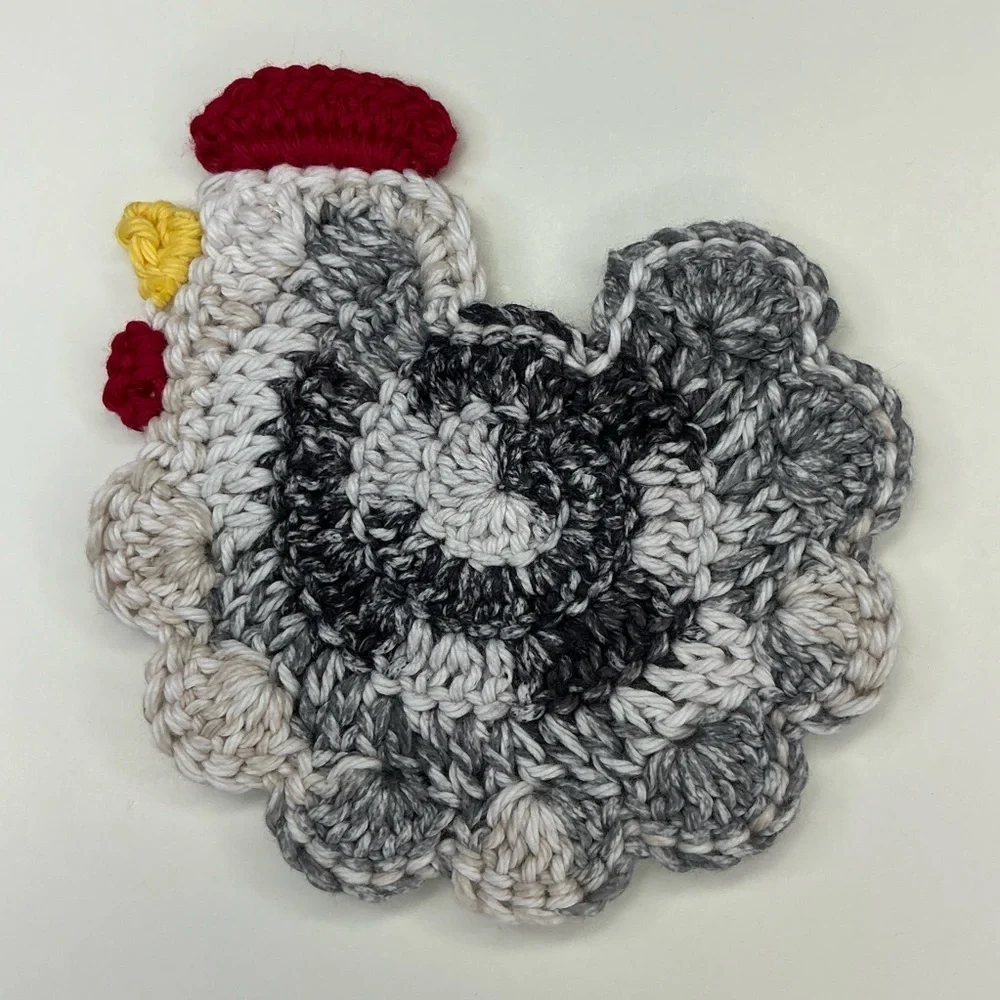 Chicken Cup Mug Coasters Set of‎ 4 Handcrafted Crochet by Seller Cotton
